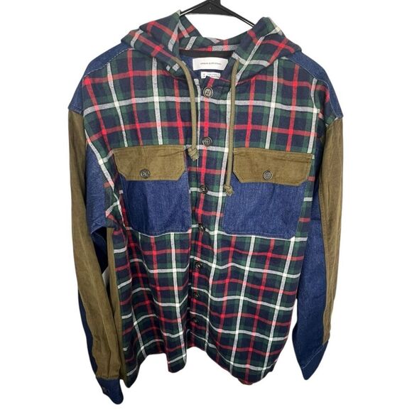 Urban Outfitters Blocked Hooded Long Sleeve Overshirt Jacket - Picture 1 of 6